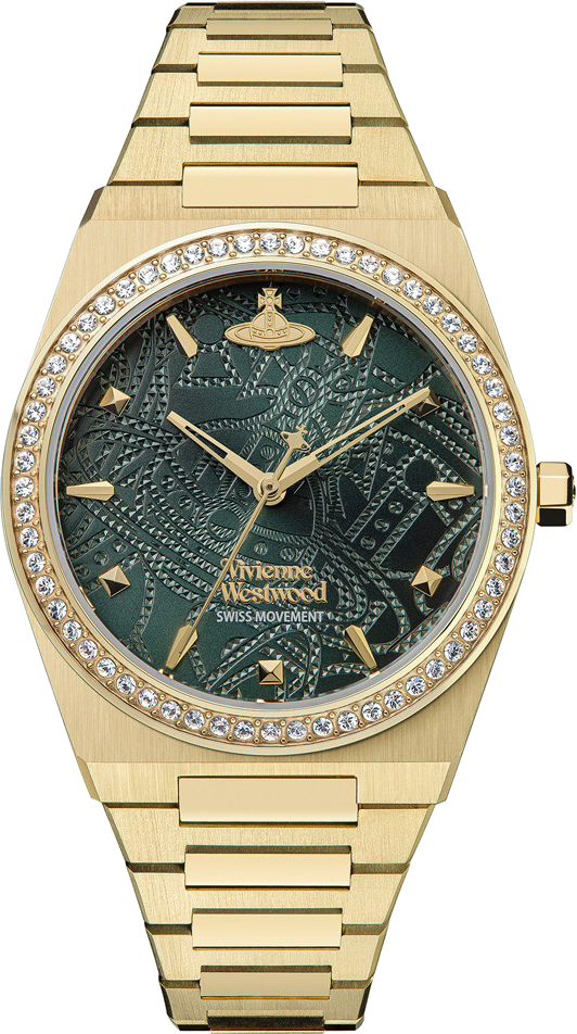 Montre Femme Vivienne Westwood Charterhouse VV244GDGR bracelet doré en acier cadran vert