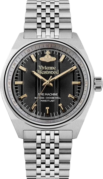 Montre Vivienne Westwood Sydenham VV251BKSL bracelet argent en acier cadran noir