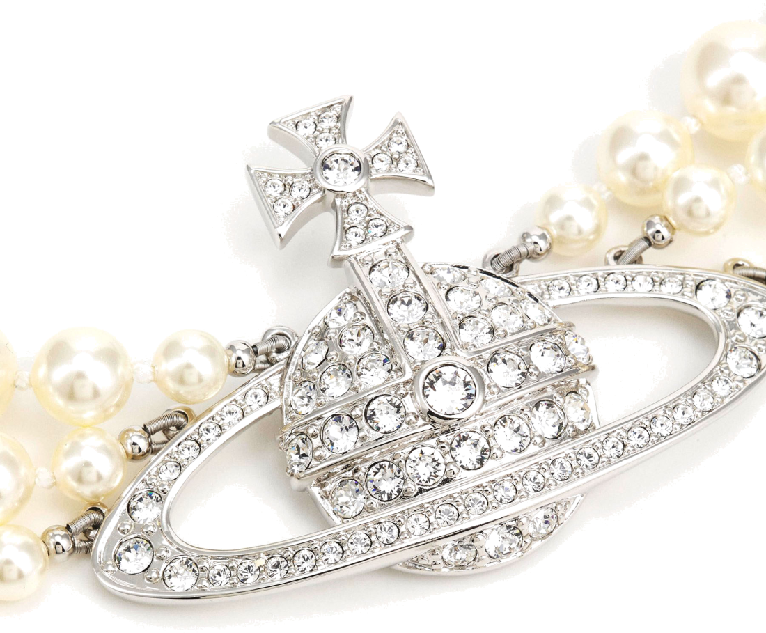 Collier Choker Vivienne Westwood Bas Relief Three Row - Réf. VW951L056-D11 - Laiton - Femme vue 2