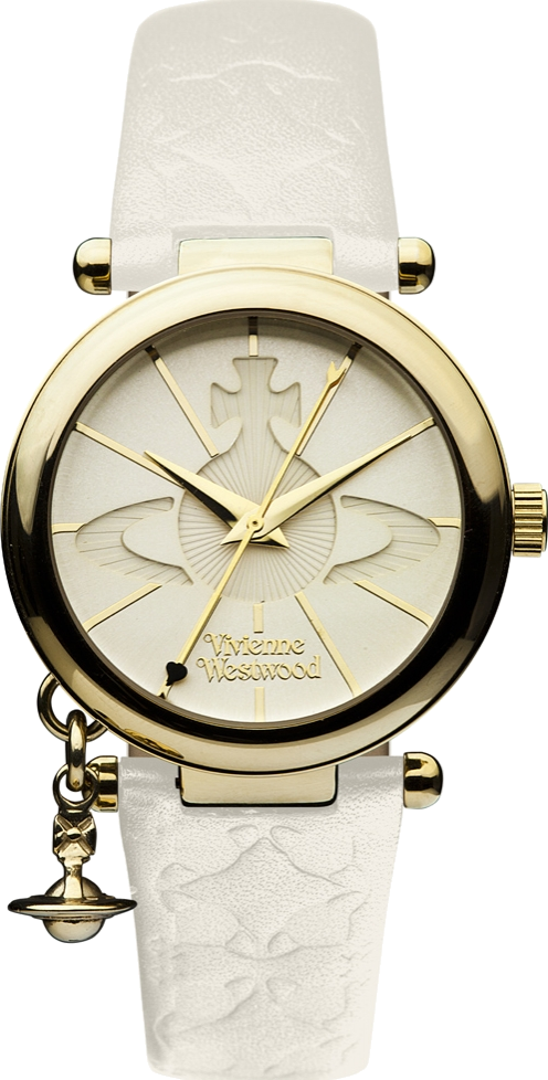 Montre Femme Vivienne Westwood Orb II VV006WHWH bracelet beige en cuir cadran doré