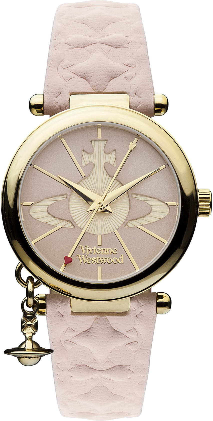 Montre Vivienne Westwood Orb II VV006PKPK bracelet rose en cuir boitier doré jaune