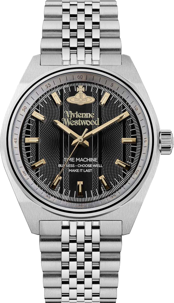 Montre Vivienne Westwood Sydenham VV251BKSL bracelet argent en acier cadran noir