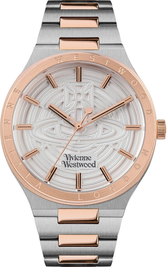 Montre Homme Vivienne Westwood Eltham VV249SLSR - Cadran argenté, bracelet acier bicolore argent et or rose