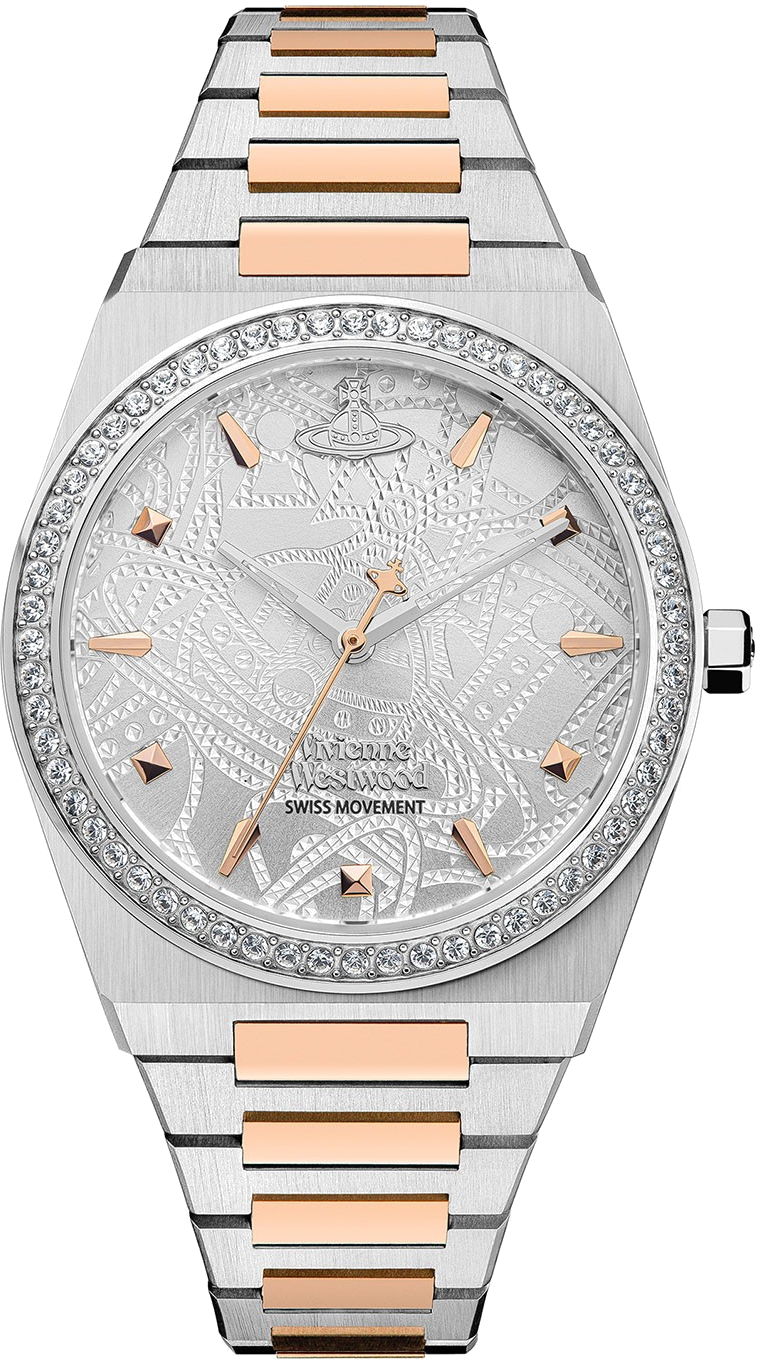 Montre Vivienne Westwood VV244WSSR Bracelet Bicolore et Boîtier Serti de Strass