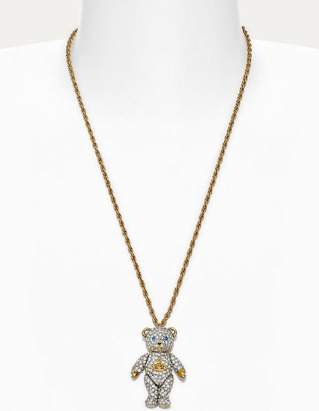 Collier Vivienne Westwood 111592G Ourson Teddy en or plaqué, micropavé de cristaux pour Femme vue 2