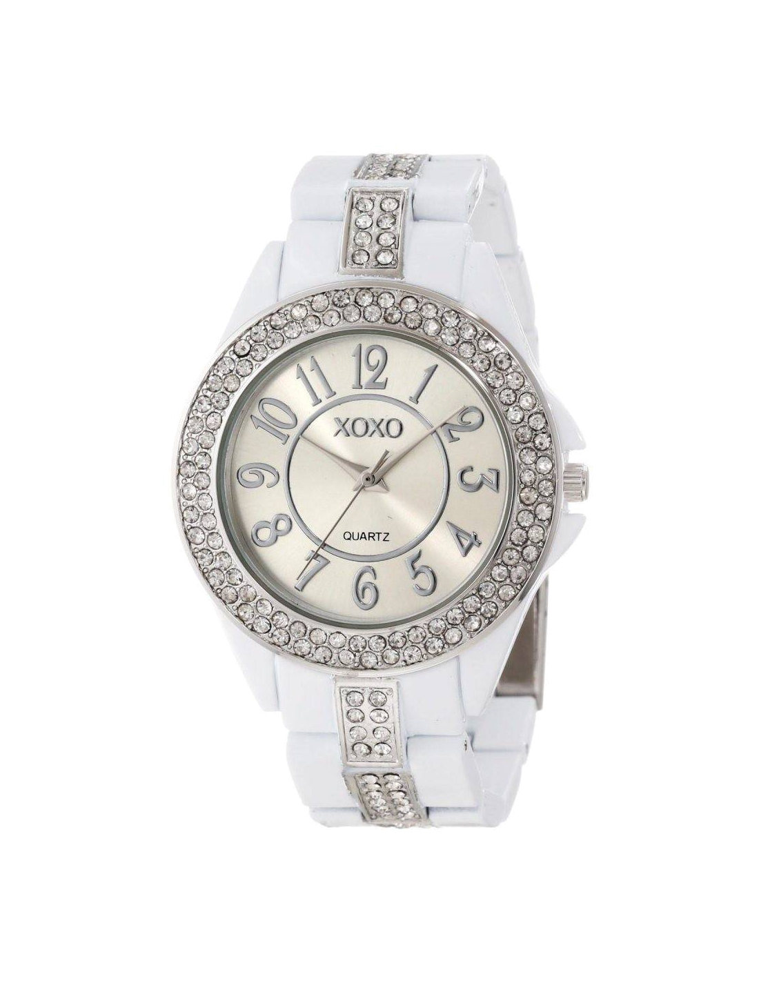 Montre Femme XOXO XO5460 Cadran Argent et Bracelet Blanc Acier Inoxydable
